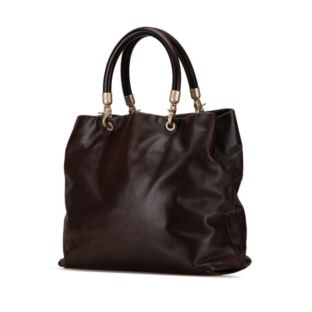 CHANEL Coco Mark Tote Bag Brown Caviar Skin Women's - Picture 2 of 8
